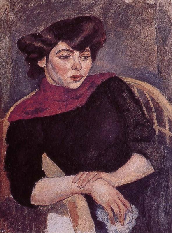 Jules Pascin Woman wearing the purple shawl oil painting image